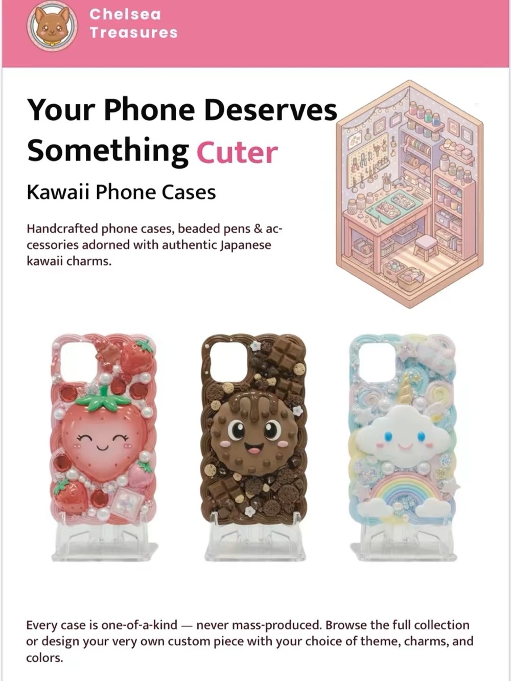 Hand Crafted Kawaii Phone Case Send me comment I will send you a offer ❤️💕🌸